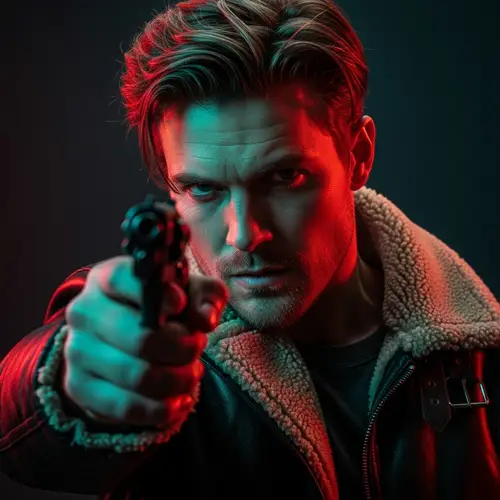 Ultra-Realistic Portrait of a Rugged Man with Gun