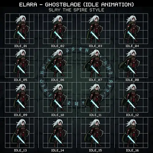 Idle Pixel Spritesheet of White-Haired Character