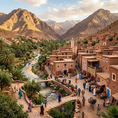 Peaceful Moroccan Village Nestled Between Two Majestic Mountains