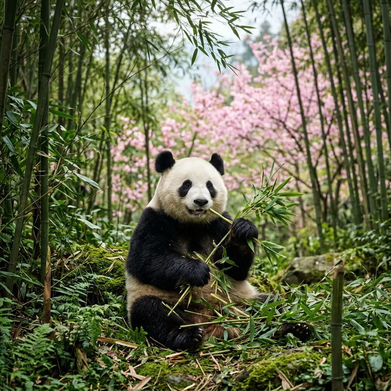 Tranquil Panda Serenity in Bamboo Forest Tranquil Panda Serenity in Bamboo Forest
