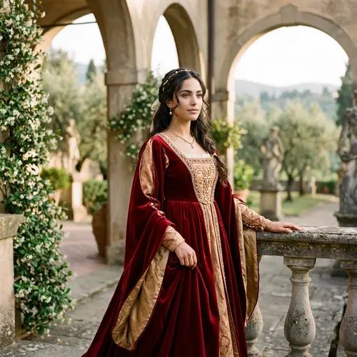 Renaissance Elegance in Botticelli-style Portrait | Graceful Woman in Flowing Gown