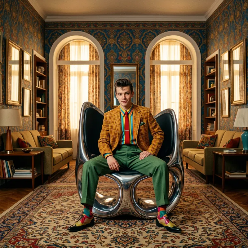 Vintage Phillip Stark Chair in Wes Anderson Style Interior