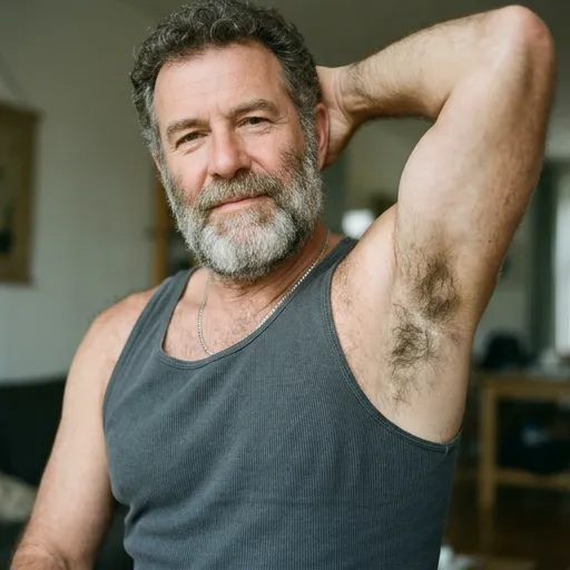 Hairy Mature Man Close-Up: Armpit Highlight