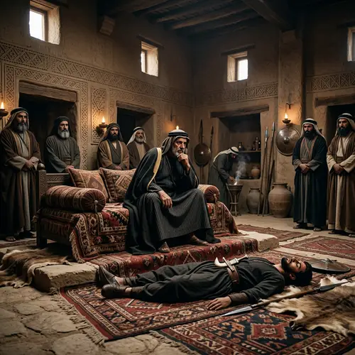 Pre-Islamic Arabian Era: Scene of Slain Man Before Sultan