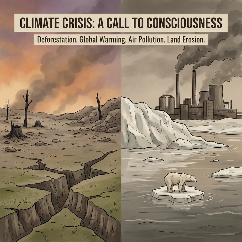 Illustration of Climate Change: Deforestation, Global Warming & More