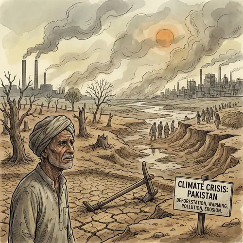Climate Change Effects in Pakistan - Illustration Depiction