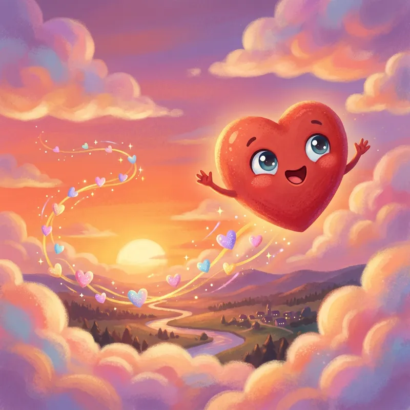 Enamored Heart: Warmth and Optimism in Romantic Sunset Enamored Heart: Warmth and Optimism in Romantic Sunset