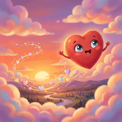 Heart in Love Illustration: Warmth and Optimism in Romantic Sunset