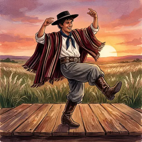 Traditional Argentinian Correntino Dancer Performing Chamame Folk Dance