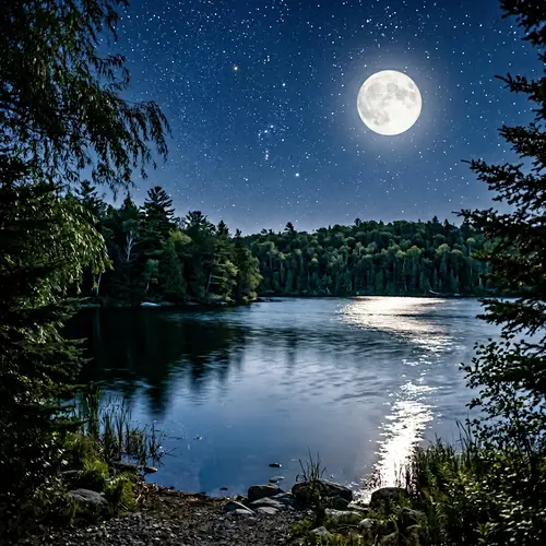 Moonlit Night Scene with Twinkling Stars and Calming Moon Glow