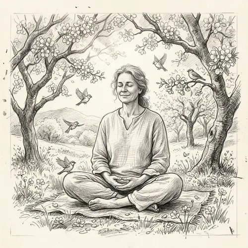 Spiritually Inclined Individual Meditating in Serene Natural Setting