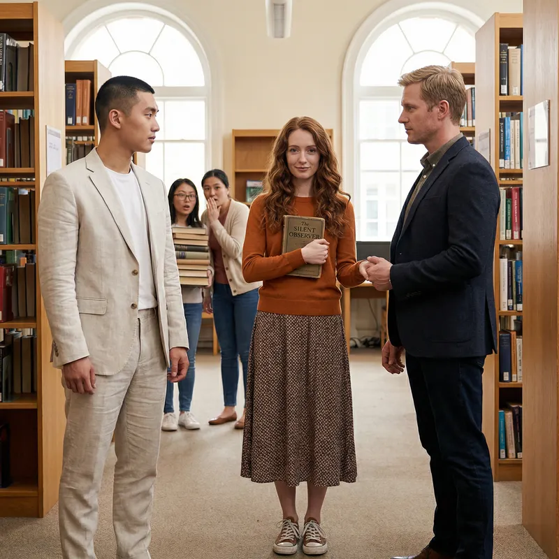 Library Love Triangle: Two Men, One Woman