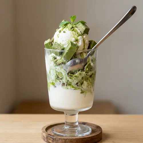 Delicious KitKat Matcha Ice Cream Sundae