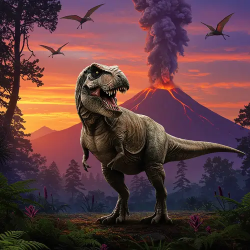 Majestic T-Rex in a Lush Primal Forest