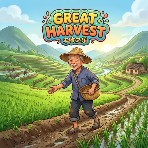 Joyful Farmer Sowing Seeds for a Great Harvest