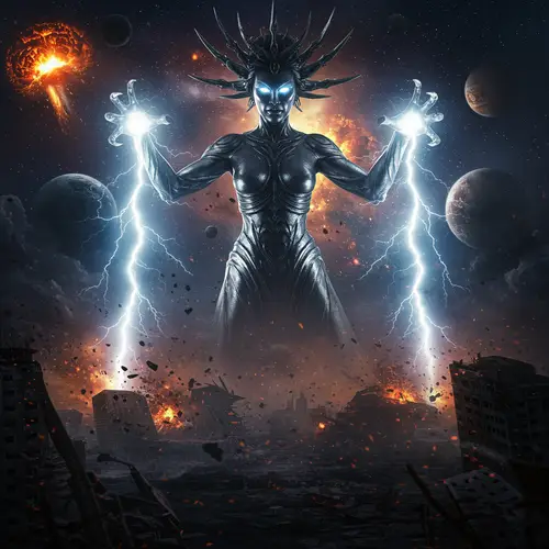 Evil Silver Metal Goddess: World Destruction