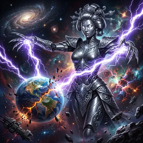 Evil Silver Metal Goddess: World Destruction