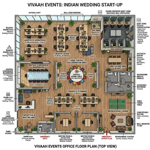 Indian Wedding Event Management Office Design | Open Floor Plan