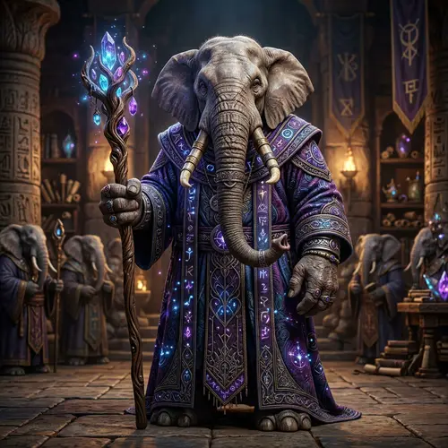 Imposing Loxodon Sorcerer: Fantasy Realms Enchantment