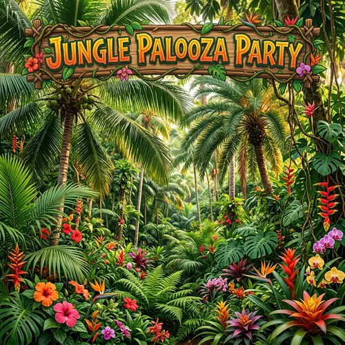 Jungle Palooza Party - Lush Jungle Setting with Vibrant Greenery