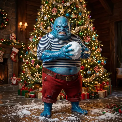 Fantasy Water Sprite with Snowball - Christmas Theme