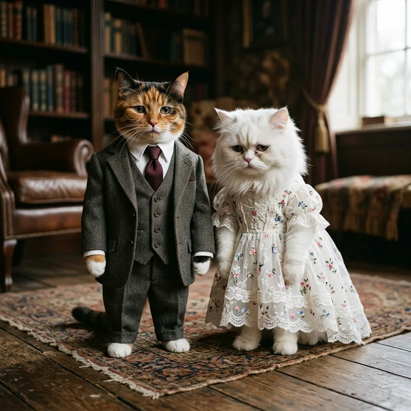 Sad Cats in Fancy Outfits: A Unique Perspective