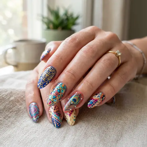 Vibrant Nail Art Designs with Intricate Patterns