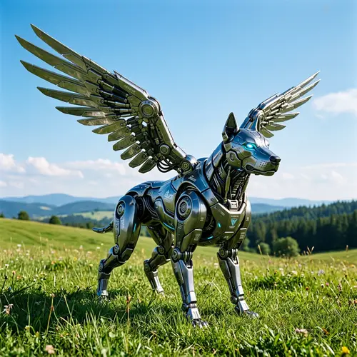 Futuristic Robotic Dog with Wings - Advanced Tech Pet