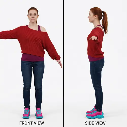 Stylish Red-Haired Girl in Trendy Outfit