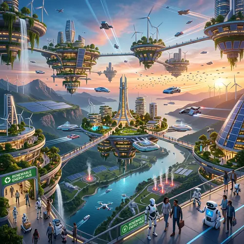 Explore a Futuristic World with Robots and Flying Cars