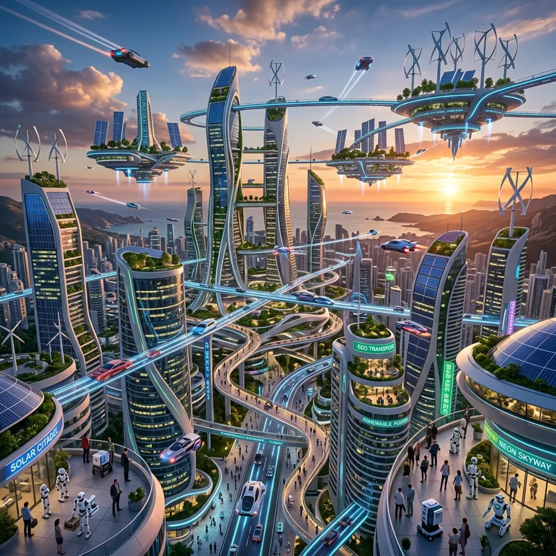 Explore a Futuristic City with Robots & Flying Cars