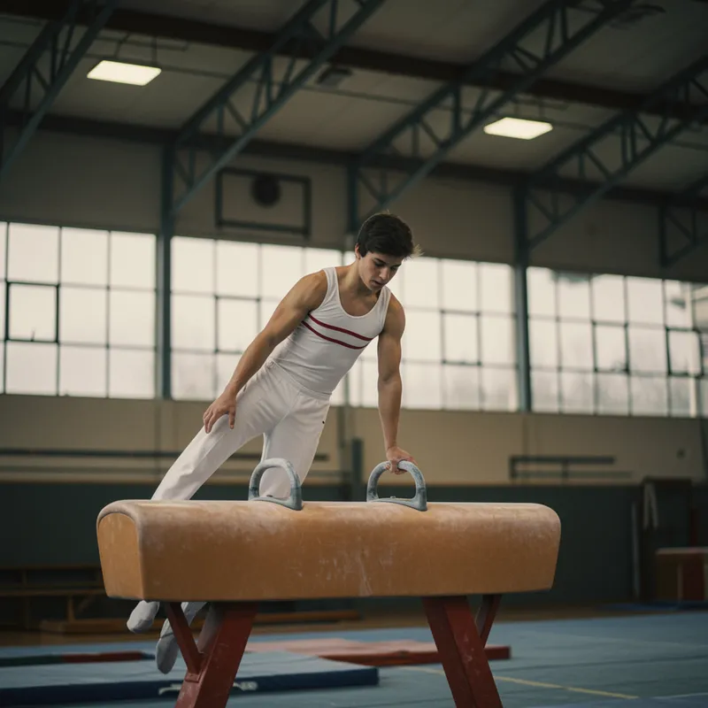 Retro Gymnast on Parallel Bars - Creative Art