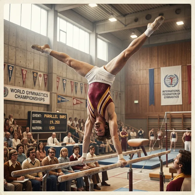Retro Gymnast on Parallel Bars - Creative Art