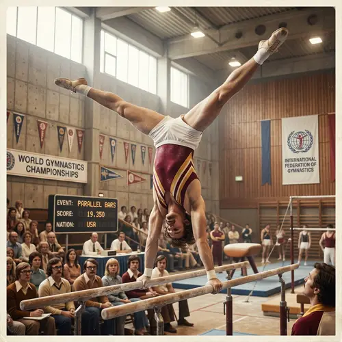 Retro Gymnast on Parallel Bars - Creative Art
