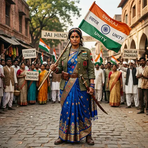 Fearless South Asian Freedom Fighter in Traditional & Modern Attire