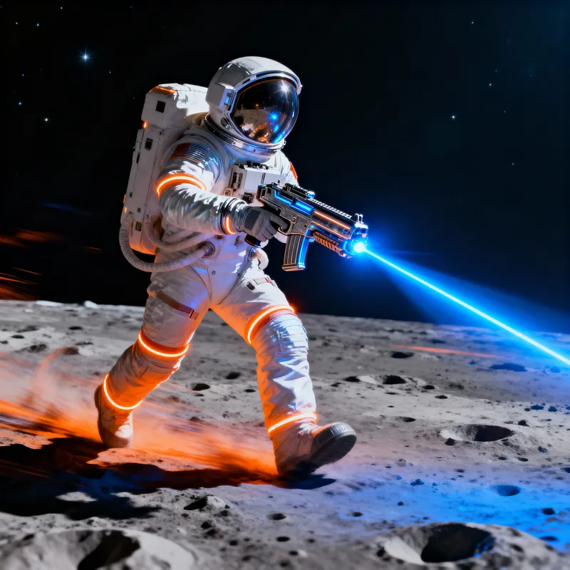 Astronaut Shooting Laser: Epic Space Adventure