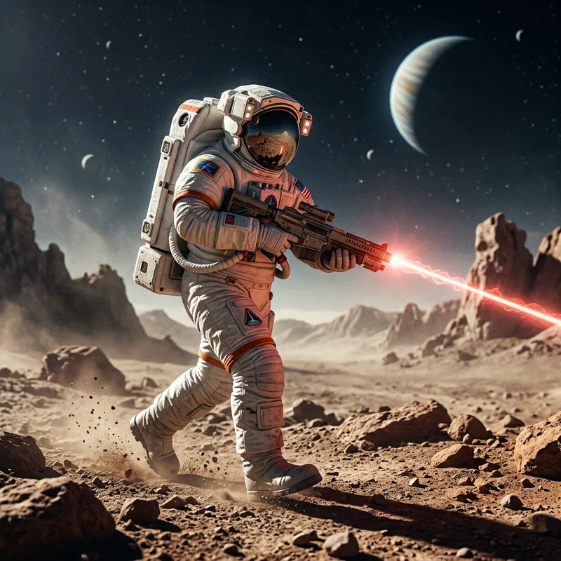 Astronaut Shooting Laser: Epic Space Adventure