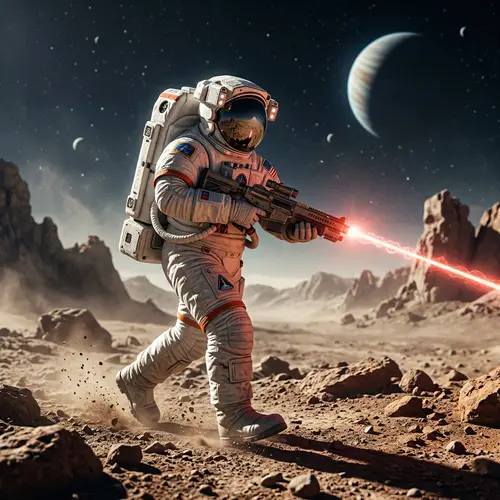 Astronaut Shooting Laser: Epic Space Adventure