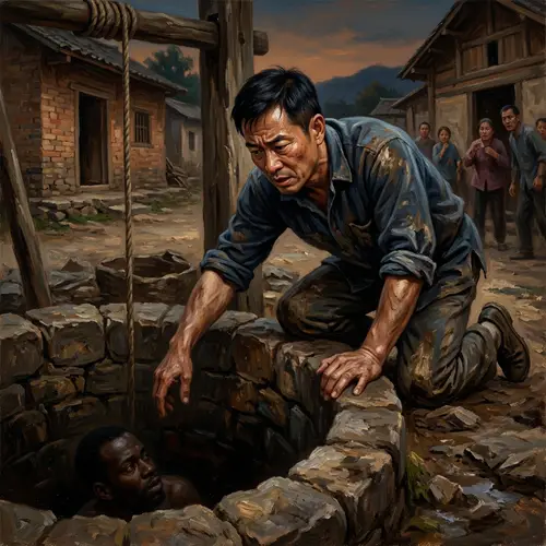 Tense Scene: Asian Man Rescuing African American