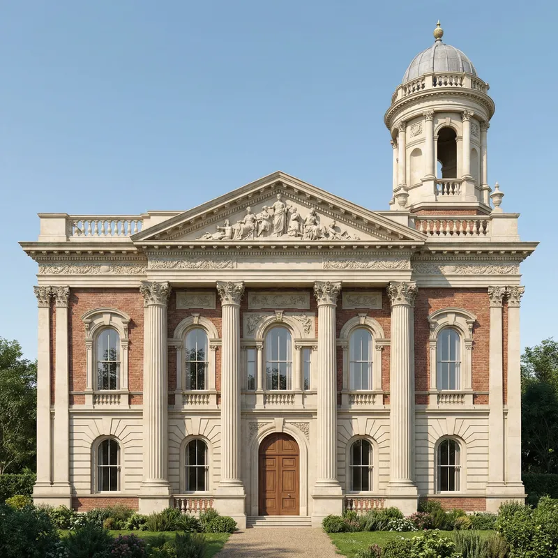 50ft High Classical Front Elevation with Mumty - Architectural Design