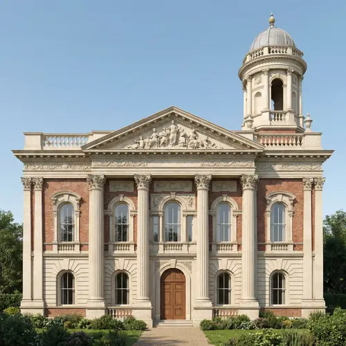 Classical Style 50ft High Front Elevation with Mumty Design