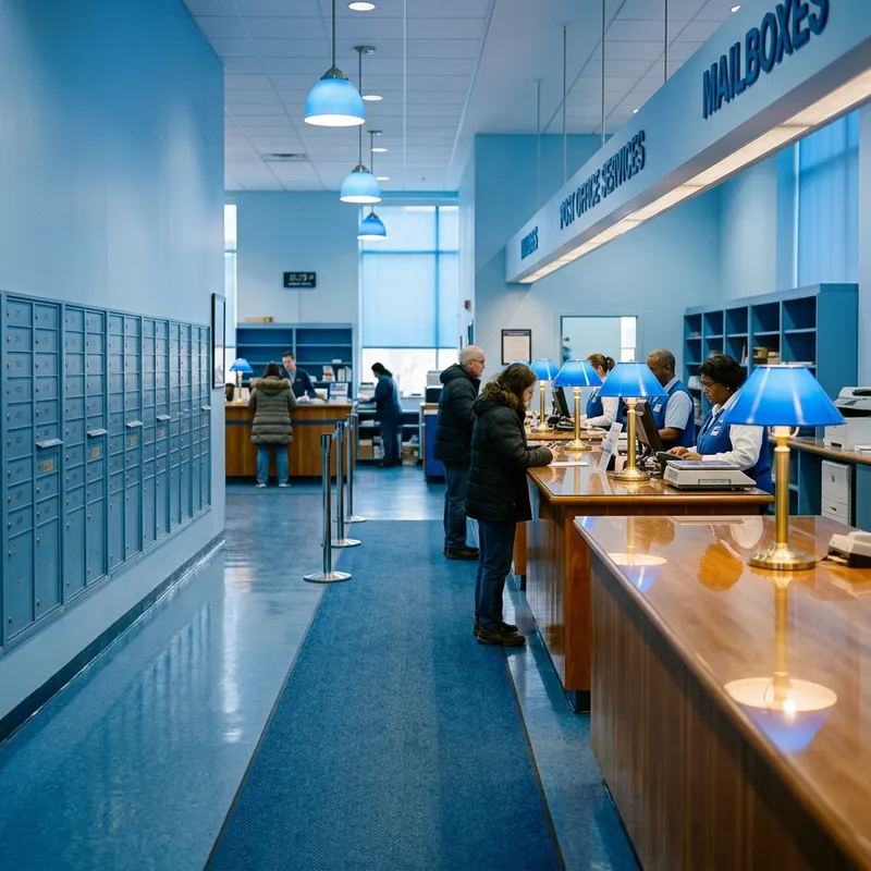 Calm Blue-Themed Post Office Interior Design Calm Blue-Themed Post Office Interior Design