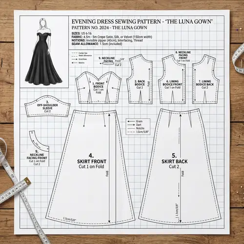 Elegant Evening Dress Sewing Pattern