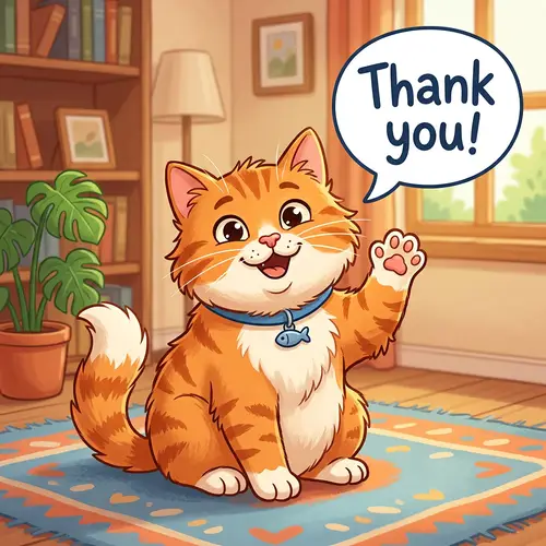 Thank You! Cute Cartoon Orange Cat