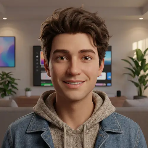 Friendly Digital Avatar with Casual Brown Eyes & Smile