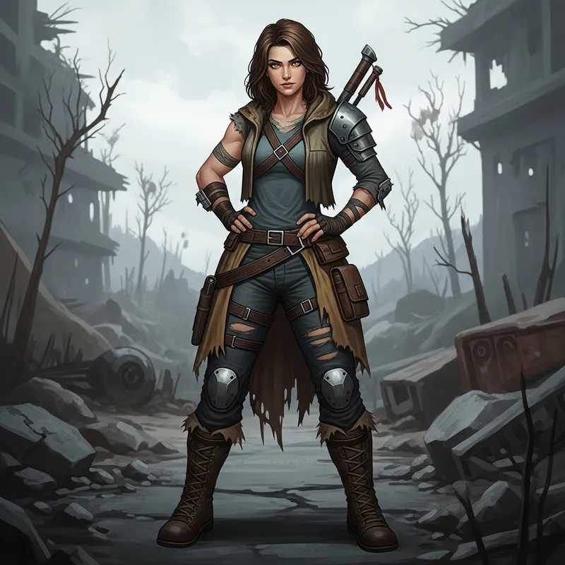 Strong Female Character in Apocalyptic Style Strong Female Character in Apocalyptic Style