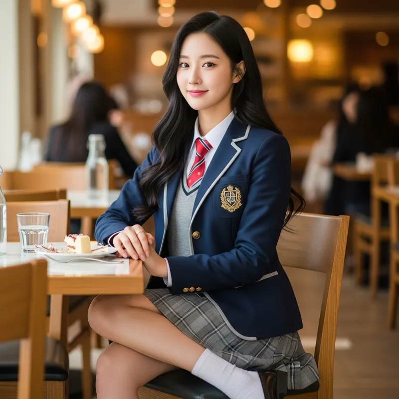 Beautiful Korean Girl in School Uniform