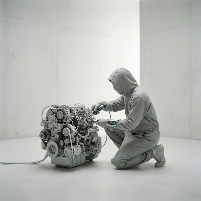 Minimalistic Machinery Repair Scene