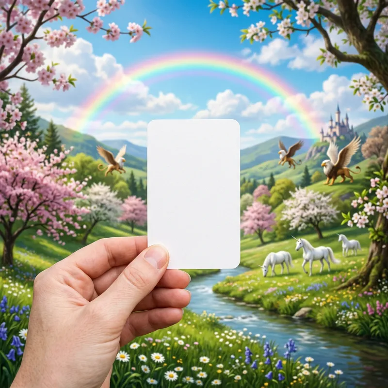 Sleek Vertical White Card on Enchanted Spring Scene