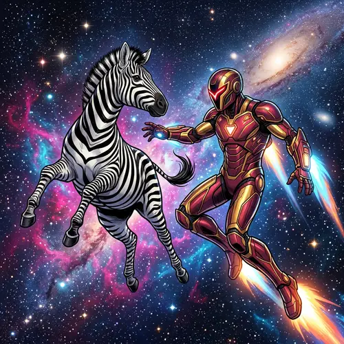 Zebra Swimming in Space with Ironman